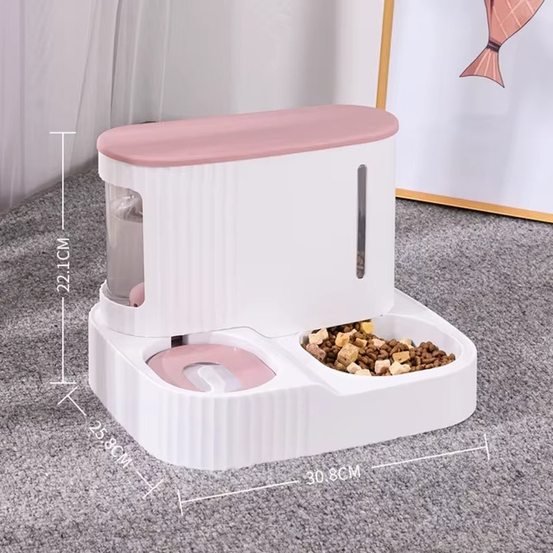 Pet Cat Bowl Dual-Use Dog for Feeder Bowls Kitten Automatic Food Drinking Fountain 3L Capacity Puppy Feeding Waterer Products