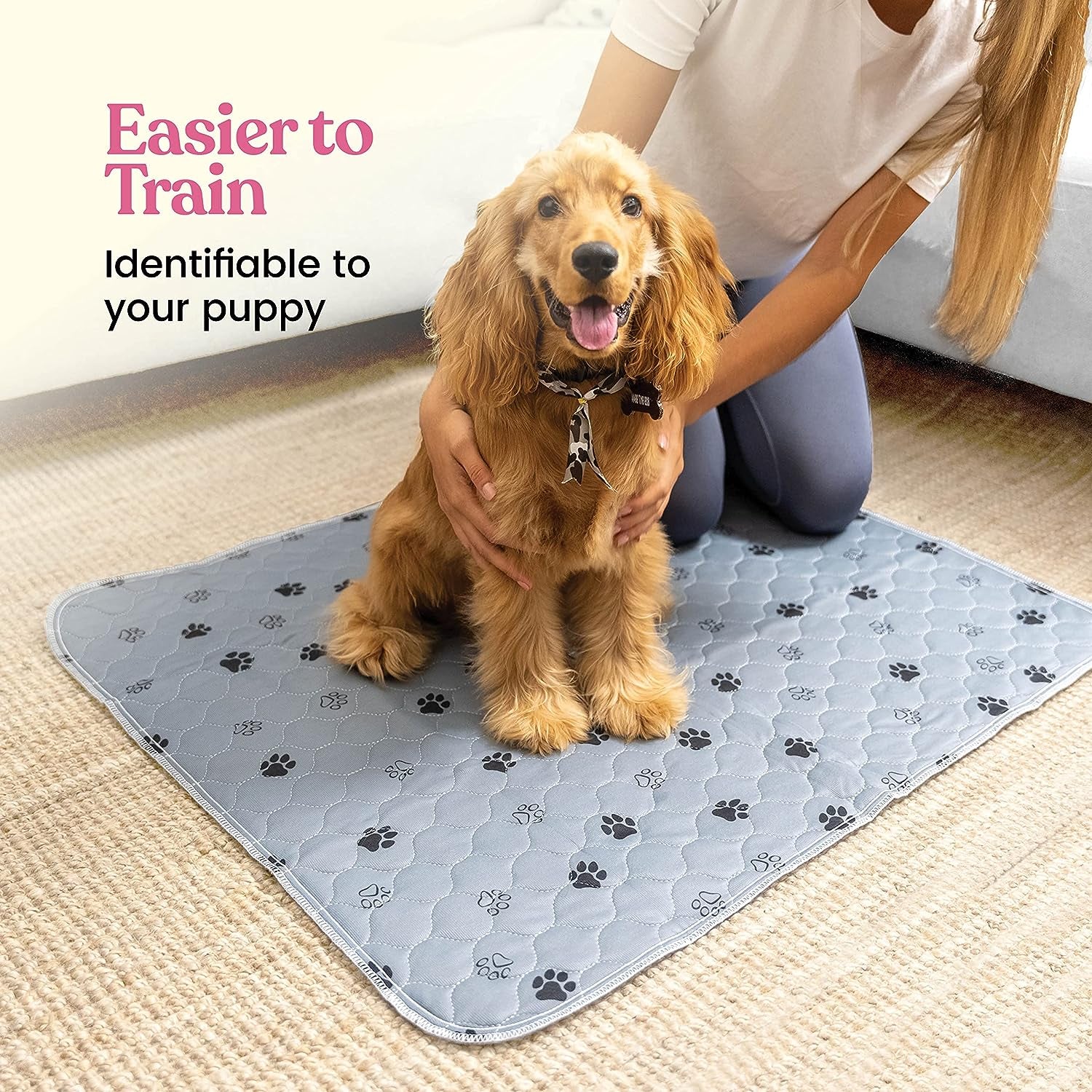 Super Absorbent Washable Pee Pads for Dogs - 2-Pack Superior Reusable Puppy Pads Pet Training Pads –100% Waterproof Dog Pee Pad Protects against Urine Leakage Non-Slip Grip Prevents Slipping& Bunching