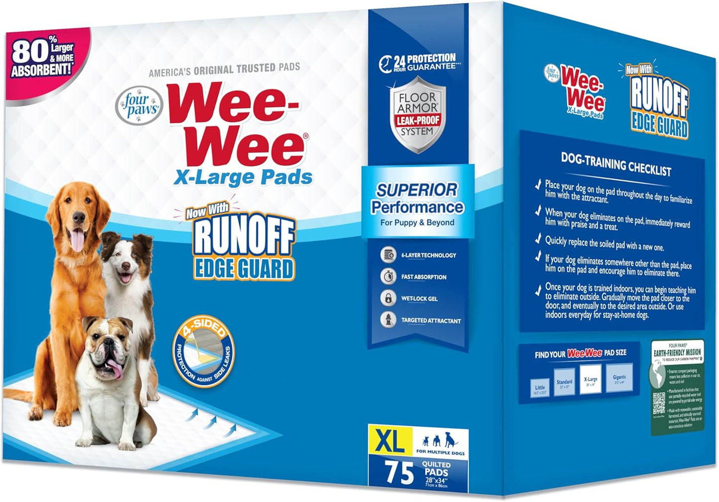 Wee-Wee Pee Pads for Dogs and Puppies Training L Gigantic, XL, Standard & Little L Absorbent Pee Pads for Training Puppies, Leak-Proof 6-Layer Technology, 24 Hour Protection Guaranteed