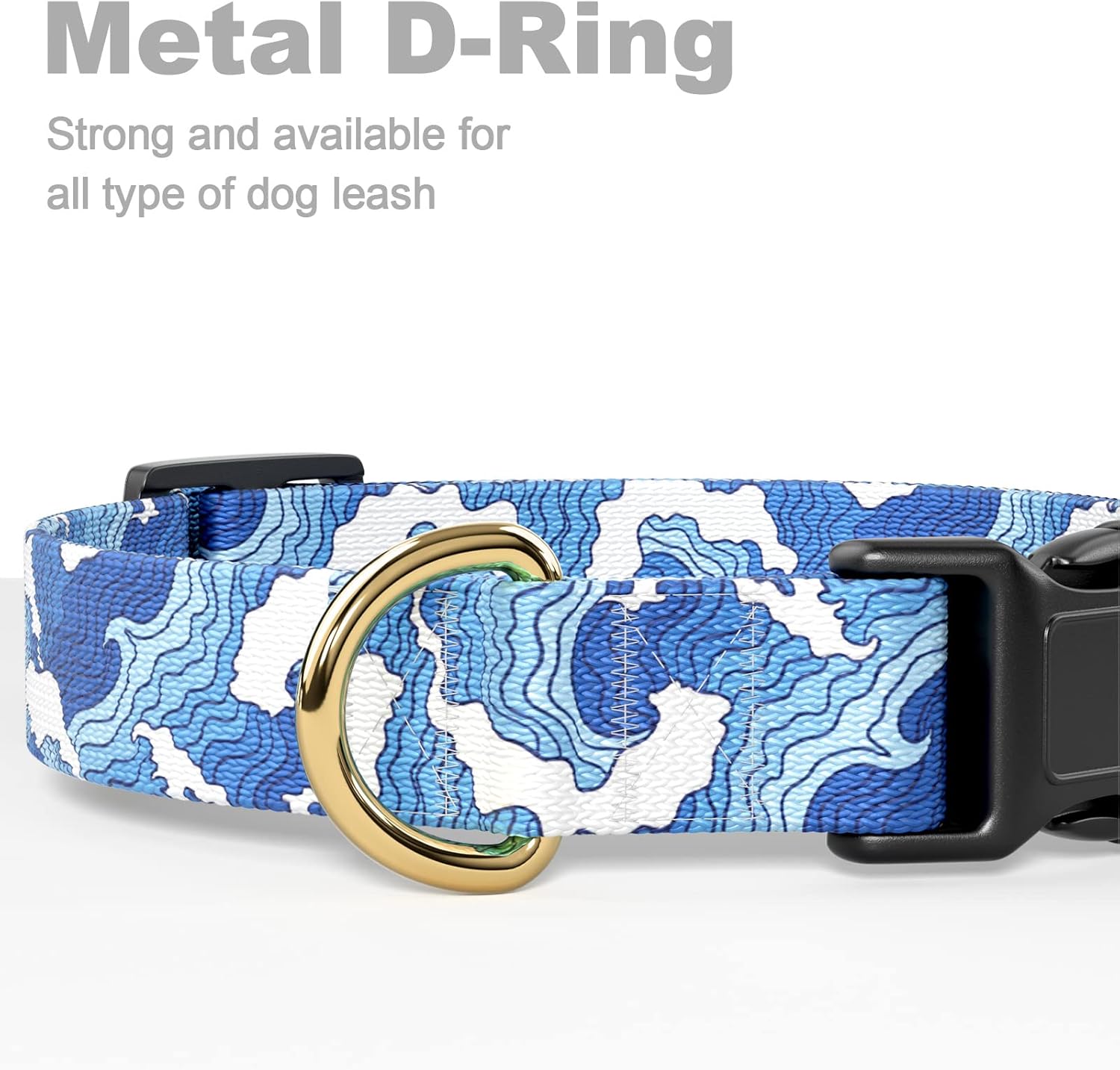 Dog Collar for Small Dogs, Cute Heavy Duty Adjustable Puppy Collar with Quick Release Buckle for Boy Girl & Female, Pet Accessories for Walking Running, S Length 3/4" Width, Japanese Style Wave