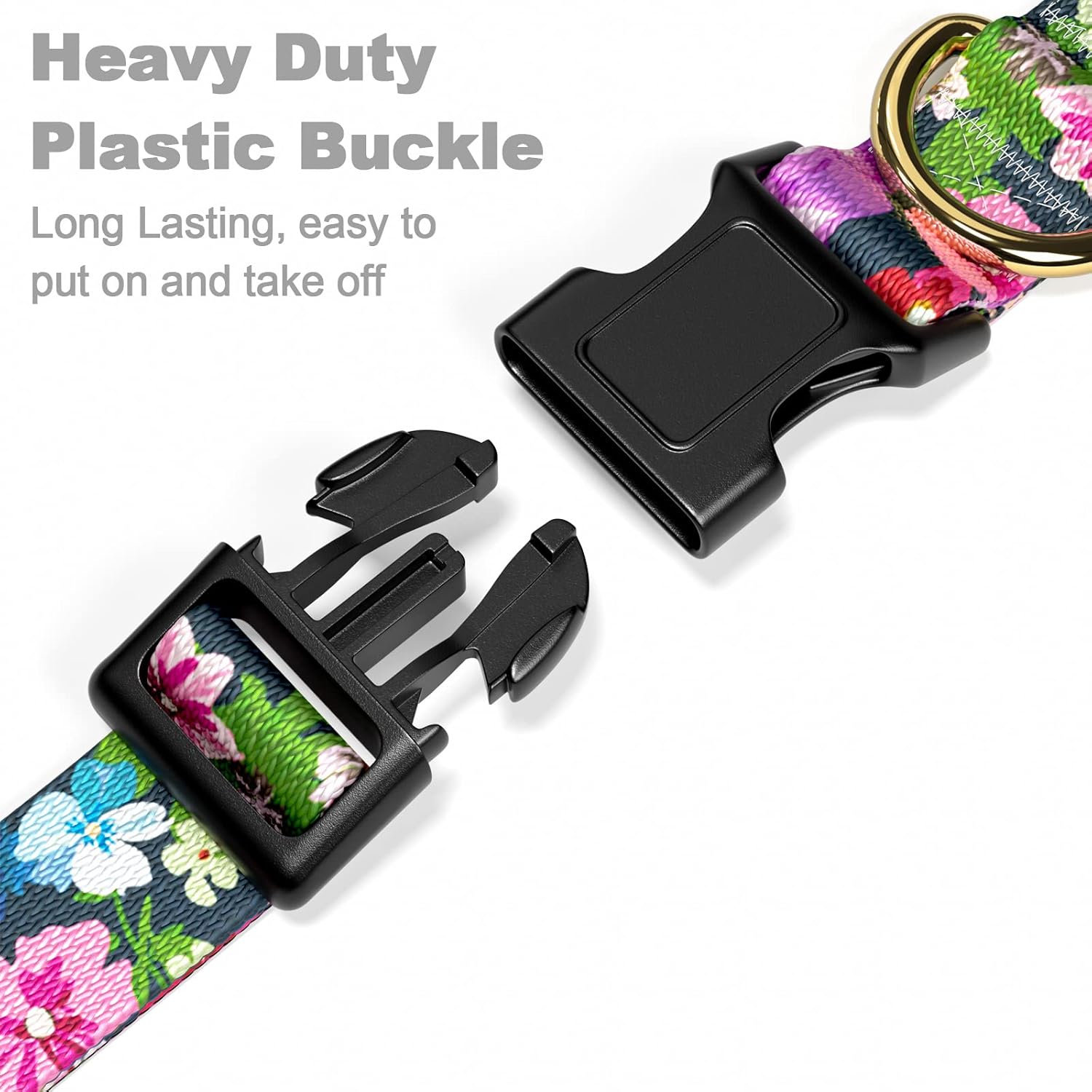 Dog Collar for Small Dogs, Cute Floral Heavy Duty Adjustable Puppy Collar with Quick Release Buckle for Boy Girl & Female, Pet Accessories for Walking Running, S Length 3/4" Width, Elegant