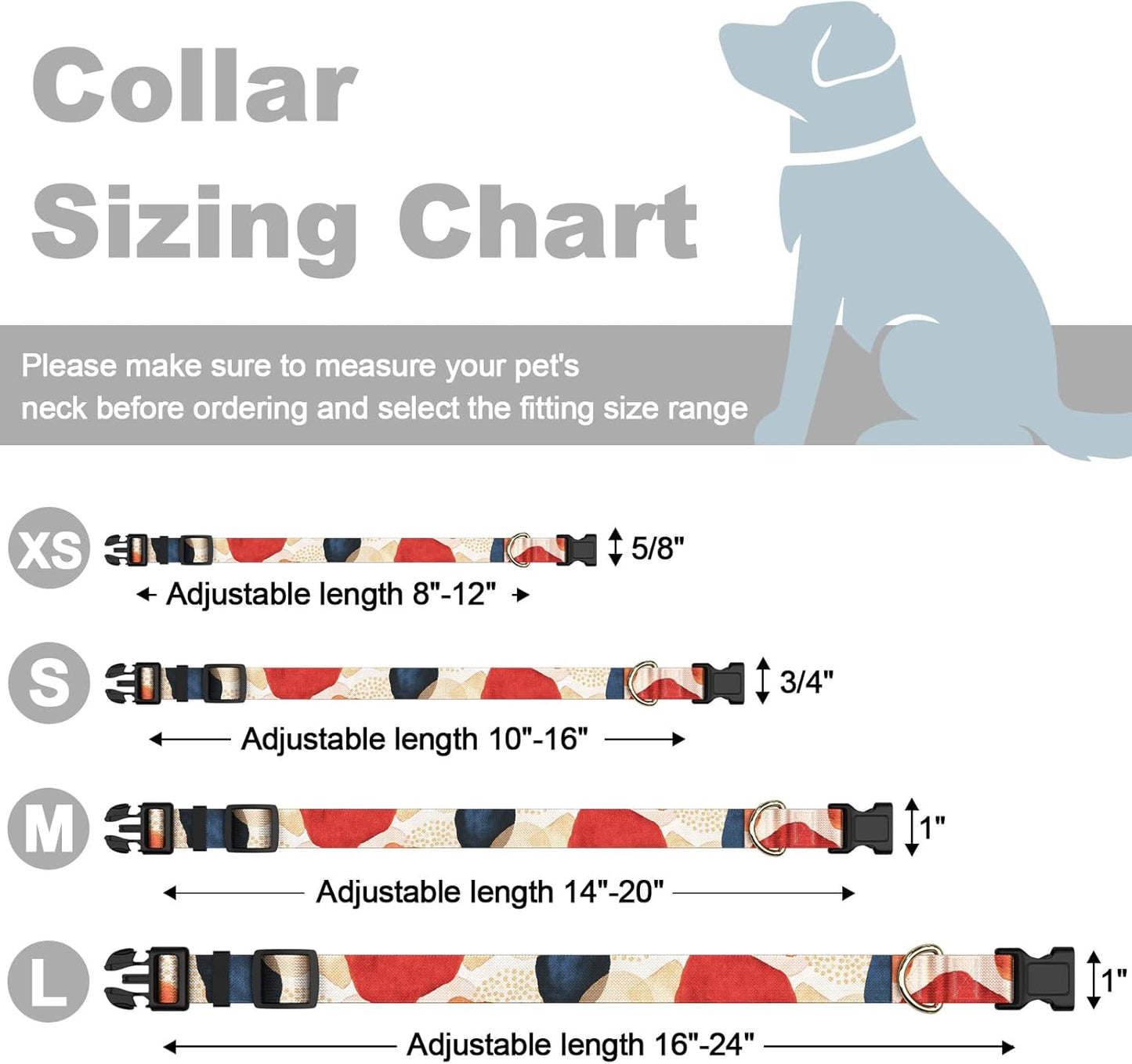 Dog Collar for Small Dogs, Cute Heavy Duty Adjustable Puppy Collar with Quick Release Buckle for Boy Girl & Female, Pet Accessories for Walking Running, XS Length 5/8" Width, Abstract Art