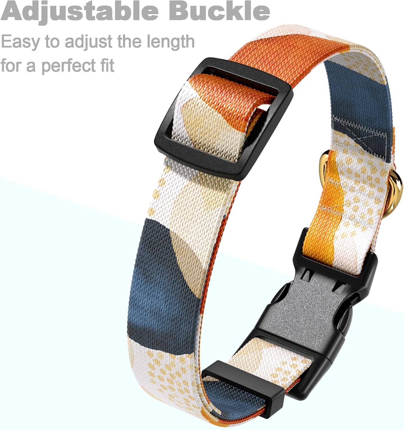 Dog Collar for Small Dogs, Cute Heavy Duty Adjustable Puppy Collar with Quick Release Buckle for Boy Girl & Female, Pet Accessories for Walking Running, XS Length 5/8" Width, Abstract Art