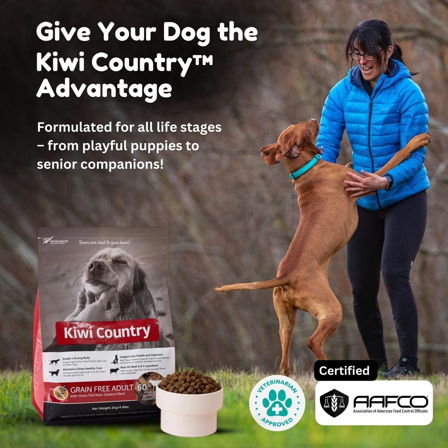 Grain-Free Beef Dry Dog Food, 2Kg, Grass-Fed Beef, Nutrient-Dense Formula, High-Protein, Natural Dog Food Made in New Zealand – for All Breeds & Sensitive Stomachs - 2Kg