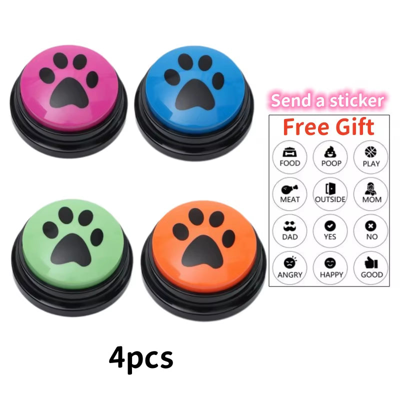 4/8/10Pcs Dog Squeak Toys with Cute Claw Print Button Recordable Pet Communication Dog Toys Dog Talking Button Dog Accessories