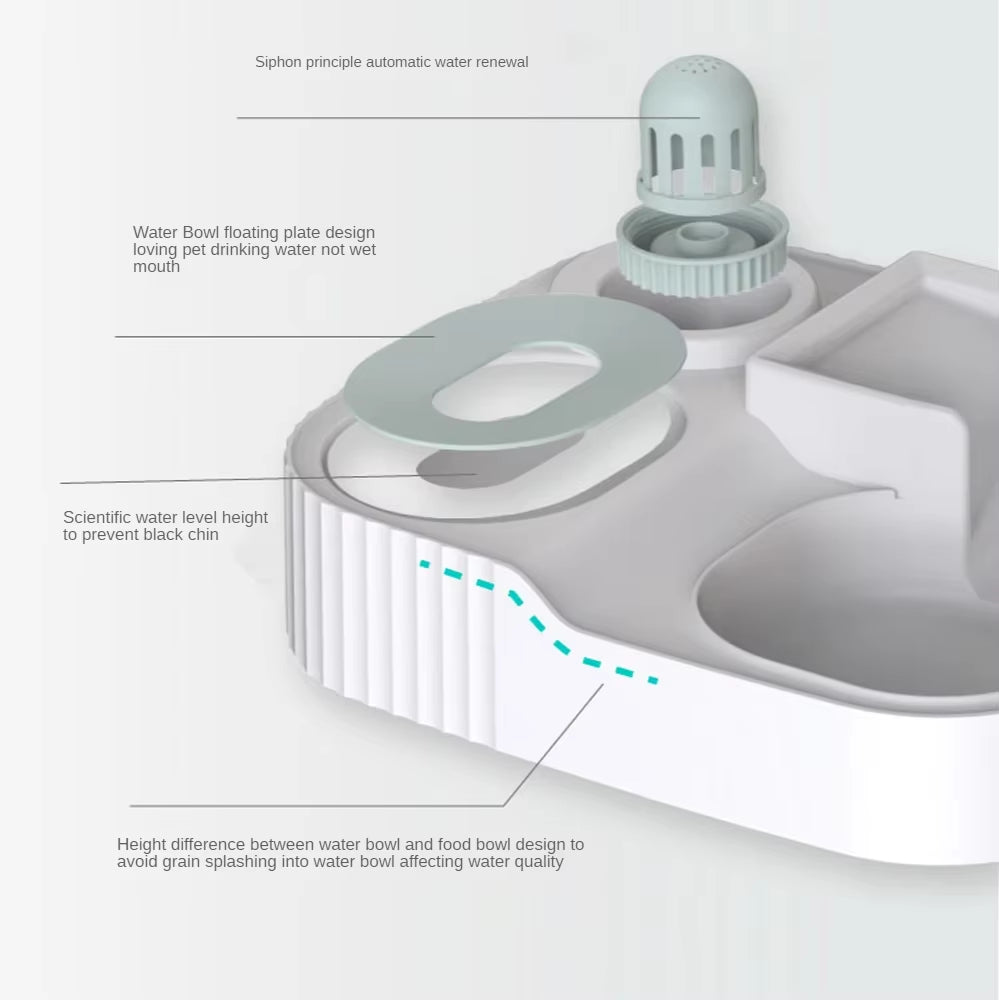 Pet Cat Bowl Dual-Use Dog for Feeder Bowls Kitten Automatic Food Drinking Fountain 3L Capacity Puppy Feeding Waterer Products