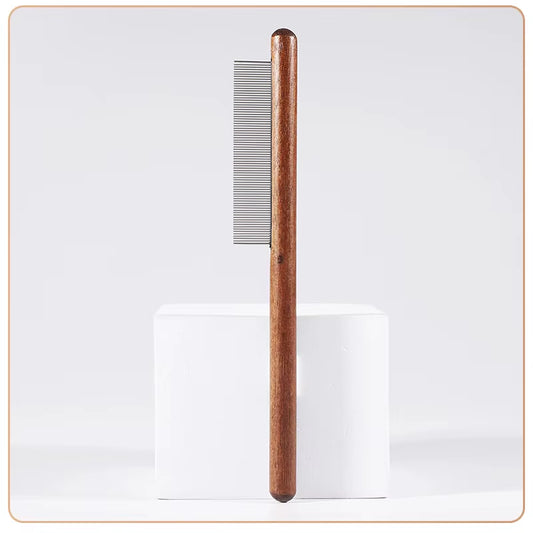 Pet Comb with Rounded Ends Stainless Steel Teeth for Long and Short Haired Cats Wooden Handle Cat Dog Combs Pet Grooming Tool