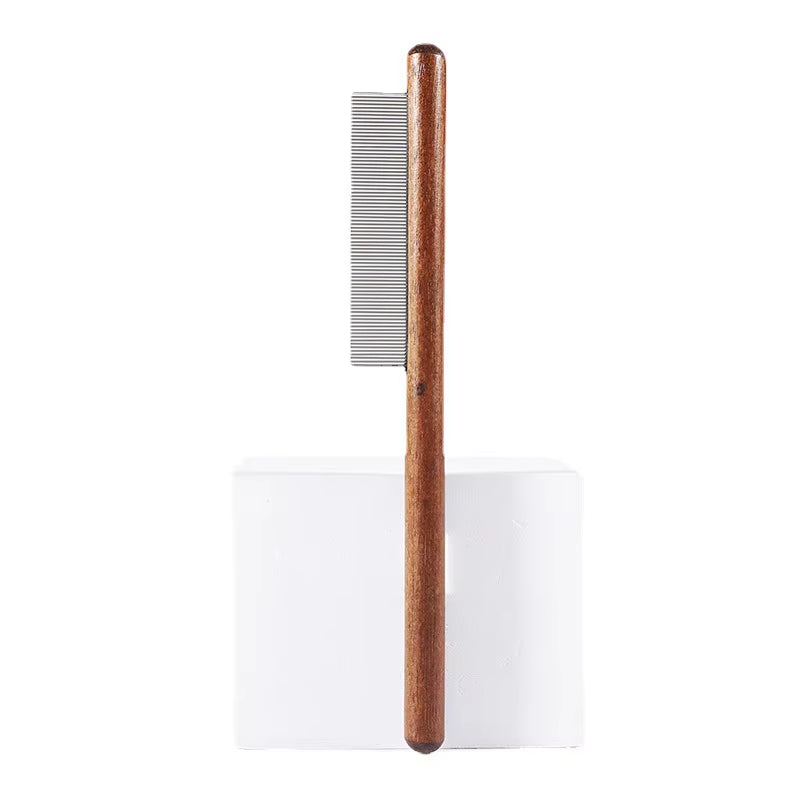 Pet Comb with Rounded Ends Stainless Steel Teeth for Long and Short Haired Cats Wooden Handle Cat Dog Combs Pet Grooming Tool