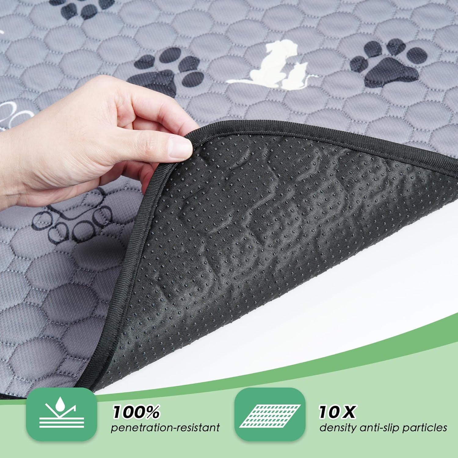 Washable Pee Pads for Dogs Mat, 4 Pack Absorbent Reusable Training Dog Pads Pet Puppy Pads, Non-Slip Potty Pads for Whelping, Playpen, Crate, Bed, Grey 18"X24"