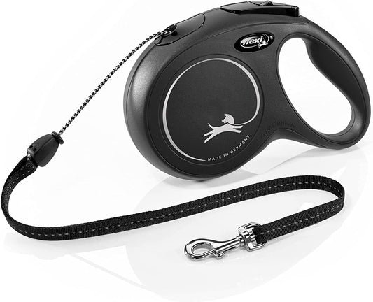 Classic Cord Retractable Dog Lead Black Medium 8 Metres
