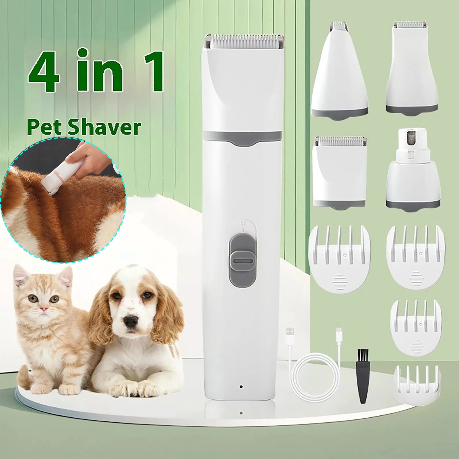 4-In-1 Electric Pet Grooming Tool Set Dog Hair Clippers USB Rechargeable Pets Haircut Trimmer Shaver Cats Dogs Supp Professional
