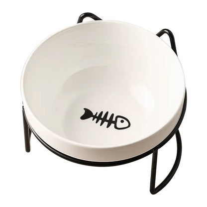 500ML Pet Ceramic Bowl Kitten Puppy Ceramic Bowl Water Feeder Cat Food Feeding Dish Dispenser with Raised Stand Cat Accessories