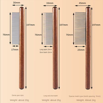 Pet Comb with Rounded Ends Stainless Steel Teeth for Long and Short Haired Cats Wooden Handle Cat Dog Combs Pet Grooming Tool
