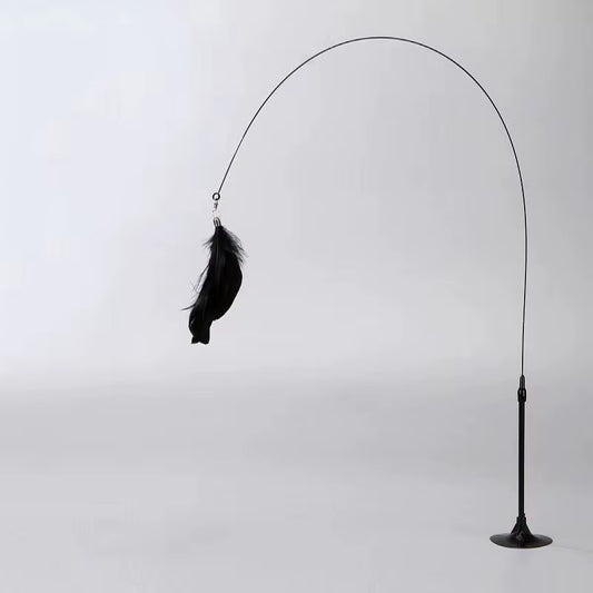 Cat Toys Interactive Cat Toy Steel Wire Feather Toys for Cats Stick Suction Cup Feather Cats Toy with Bell Teaser Pet Products