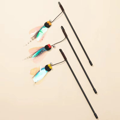 Cat Toys Feather Toy for Cats Teaser Stick Bite Resistant Butterfly Cat Toys Interactive Durable Cats Toy with Bell Pet Products