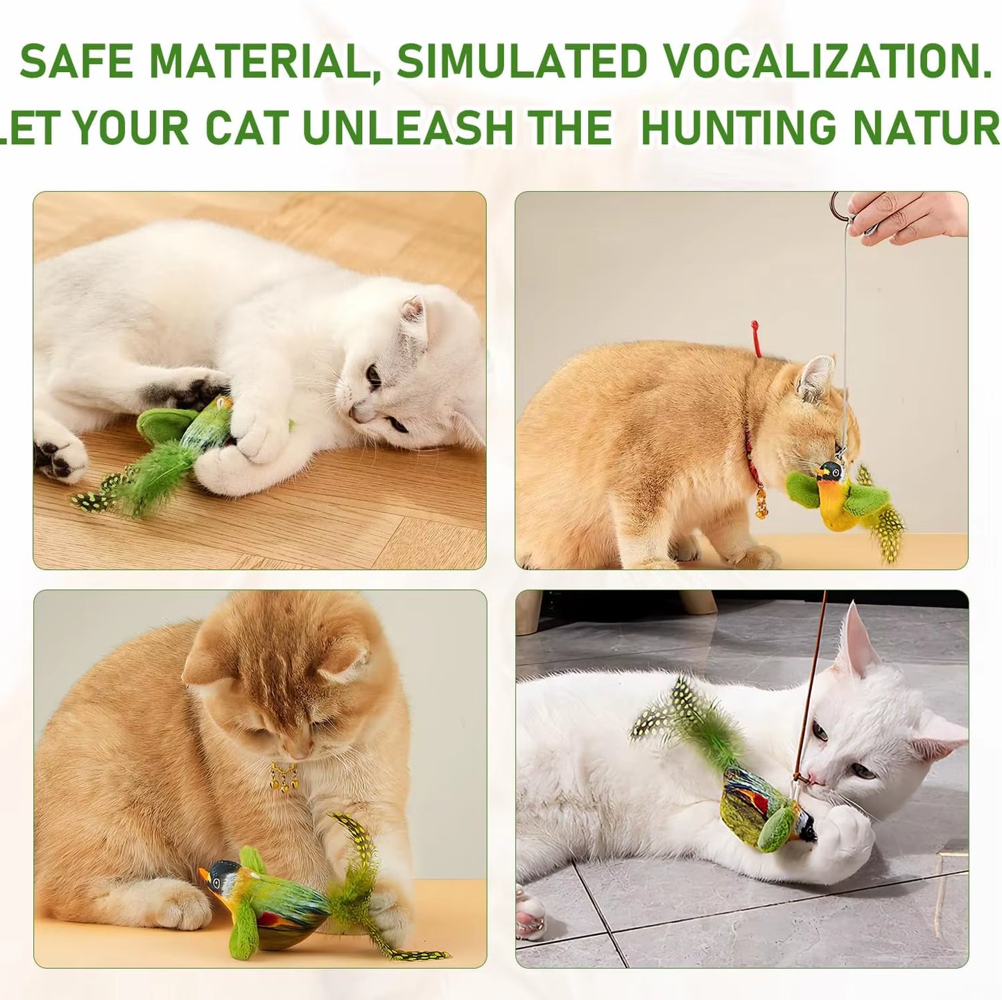 Simulation Bird Cat Toys Cats Interactive Cat Toy Realistic Bird Sound Cat Toy Plush Cat Toy Catnip Cat Toy for Cats Kitten Toy