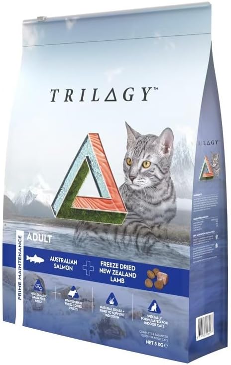 Adult Dry Cat Food, Salmon & Freeze Dried Lamb 5Kg, High Protein Grain Free Kibble, Supports Digestion & Reduces Litter Odour
