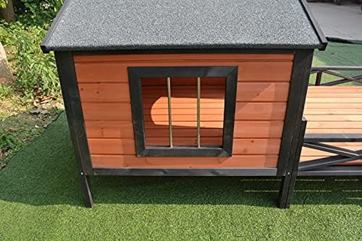 Pawhub Dog House Kennel Pet Timber Wooden with Decking Patio Stair
