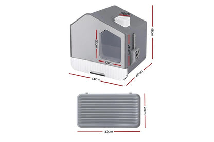 I.Pet Cat Litter Box Large Tray Kitty Toilet Enclosed Cat Litter Box Hooded Scoop Mat Grey