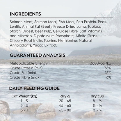 Adult Dry Cat Food, Salmon & Freeze Dried Lamb 1.8Kg, High Protein Grain Free Kibble, Supports Digestion & Reduces Litter Odour