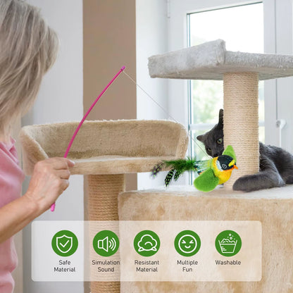 Simulation Bird Cat Toys Cats Interactive Cat Toy Realistic Bird Sound Cat Toy Plush Cat Toy Catnip Cat Toy for Cats Kitten Toy