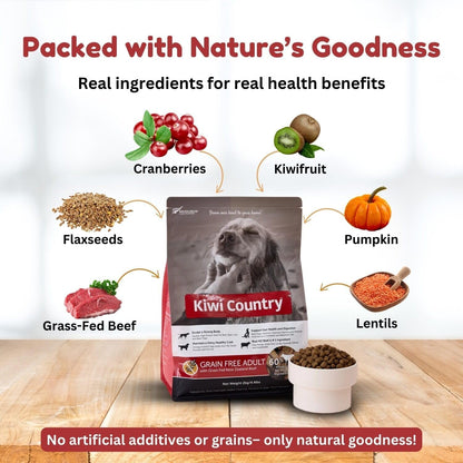 Grain-Free Beef Dry Dog Food, 2Kg, Grass-Fed Beef, Nutrient-Dense Formula, High-Protein, Natural Dog Food Made in New Zealand – for All Breeds & Sensitive Stomachs - 2Kg