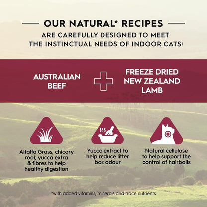 Adult Dry Cat Food, Beef & Freeze Dried Lamb 1.8Kg, High Protein Grain Free Kibble, Supports Digestion & Reduces Litter Odour