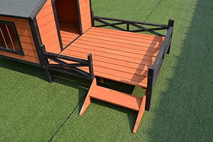 Pawhub Dog House Kennel Pet Timber Wooden with Decking Patio Stair