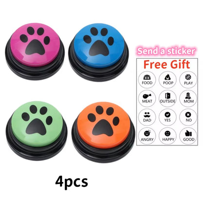 4/8/10Pcs Dog Squeak Toys with Cute Claw Print Button Recordable Pet Communication Dog Toys Dog Talking Button Dog Accessories