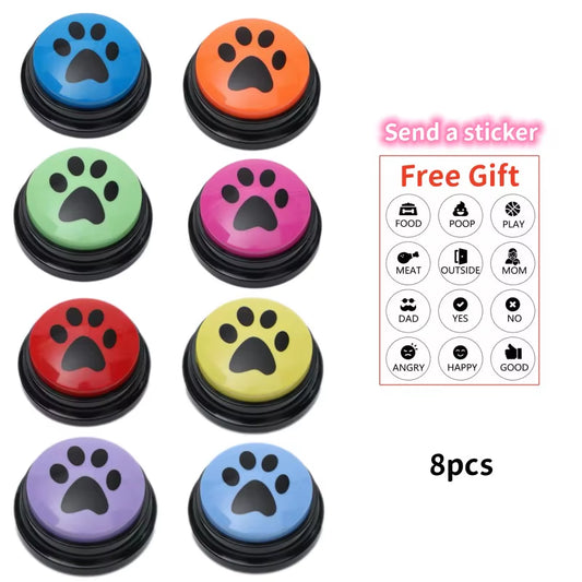4/8/10Pcs Dog Squeak Toys with Cute Claw Print Button Recordable Pet Communication Dog Toys Dog Talking Button Dog Accessories