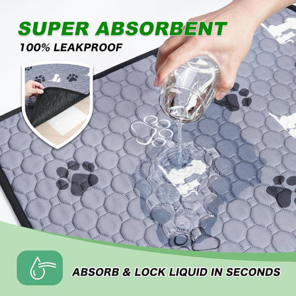 Washable Pee Pads for Dogs Mat, 4 Pack Absorbent Reusable Training Dog Pads Pet Puppy Pads, Non-Slip Potty Pads for Whelping, Playpen, Crate, Bed, Grey 18"X24"