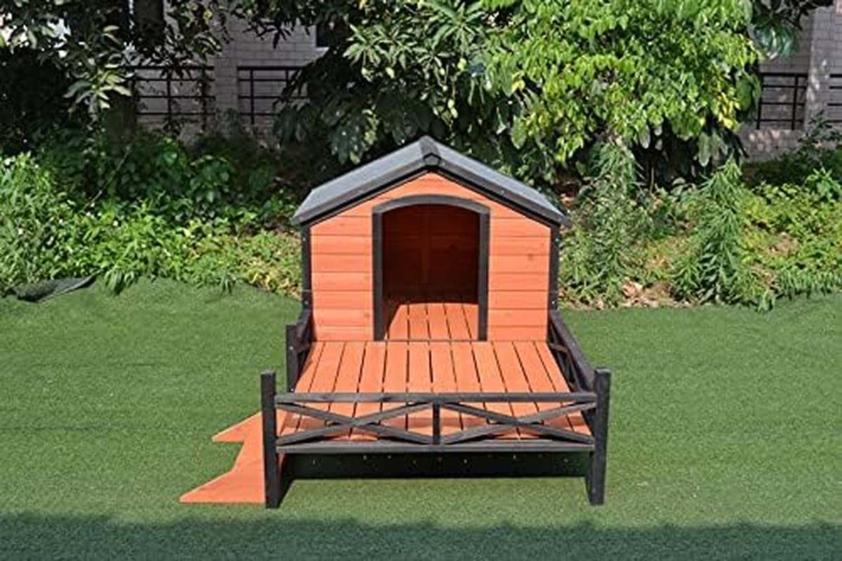 Pawhub Dog House Kennel Pet Timber Wooden with Decking Patio Stair