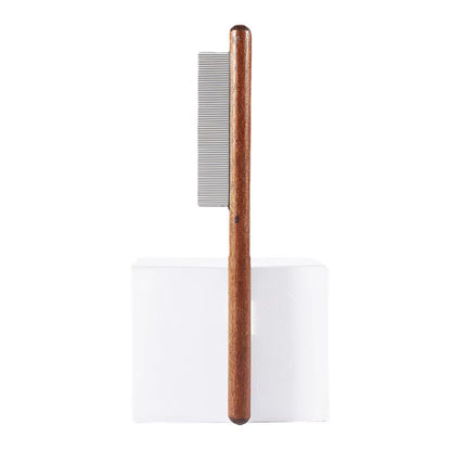 Pet Comb with Rounded Ends Stainless Steel Teeth for Long and Short Haired Cats Wooden Handle Cat Dog Combs Pet Grooming Tool