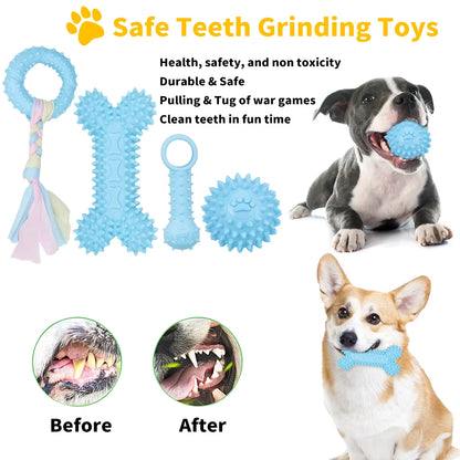 5-Piece Set of Dog Toys Pet Teething Bones Cat and Dog Pet Toys Pink Series Cute Dog Plush Toys