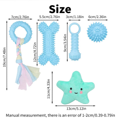 5-Piece Set of Dog Toys Pet Teething Bones Cat and Dog Pet Toys Pink Series Cute Dog Plush Toys