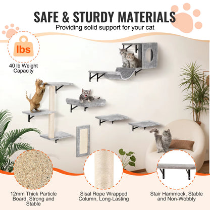 Succebuy Wall Mounted Cat Shelves Cat Wall Shelves and Perches with Jumping Boards Cat Tree & Cat Grip Cat Furniture and Shelves