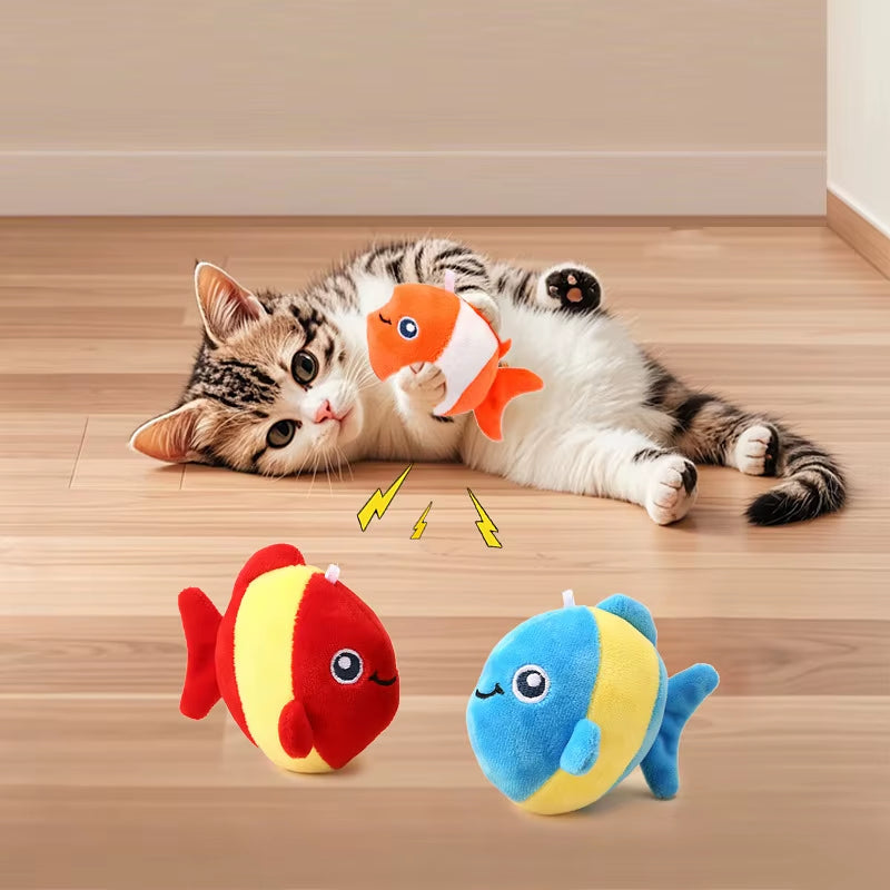 Cat Toys Sound Clown Fish Cat Toys Self-Exciting and Teasing Cat Stick Soft, Comfortable, Elastic, Bite-Resistant, Playable
