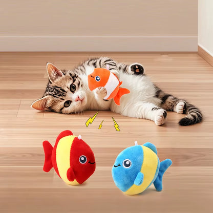 Cat Toys Sound Clown Fish Cat Toys Self-Exciting and Teasing Cat Stick Soft, Comfortable, Elastic, Bite-Resistant, Playable